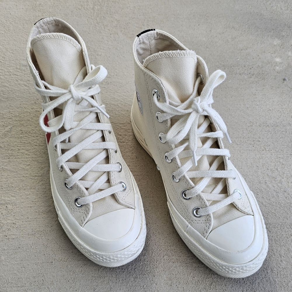 Comme des Garcons PLAY Cream Red Sneakers - Picture 14 of 16